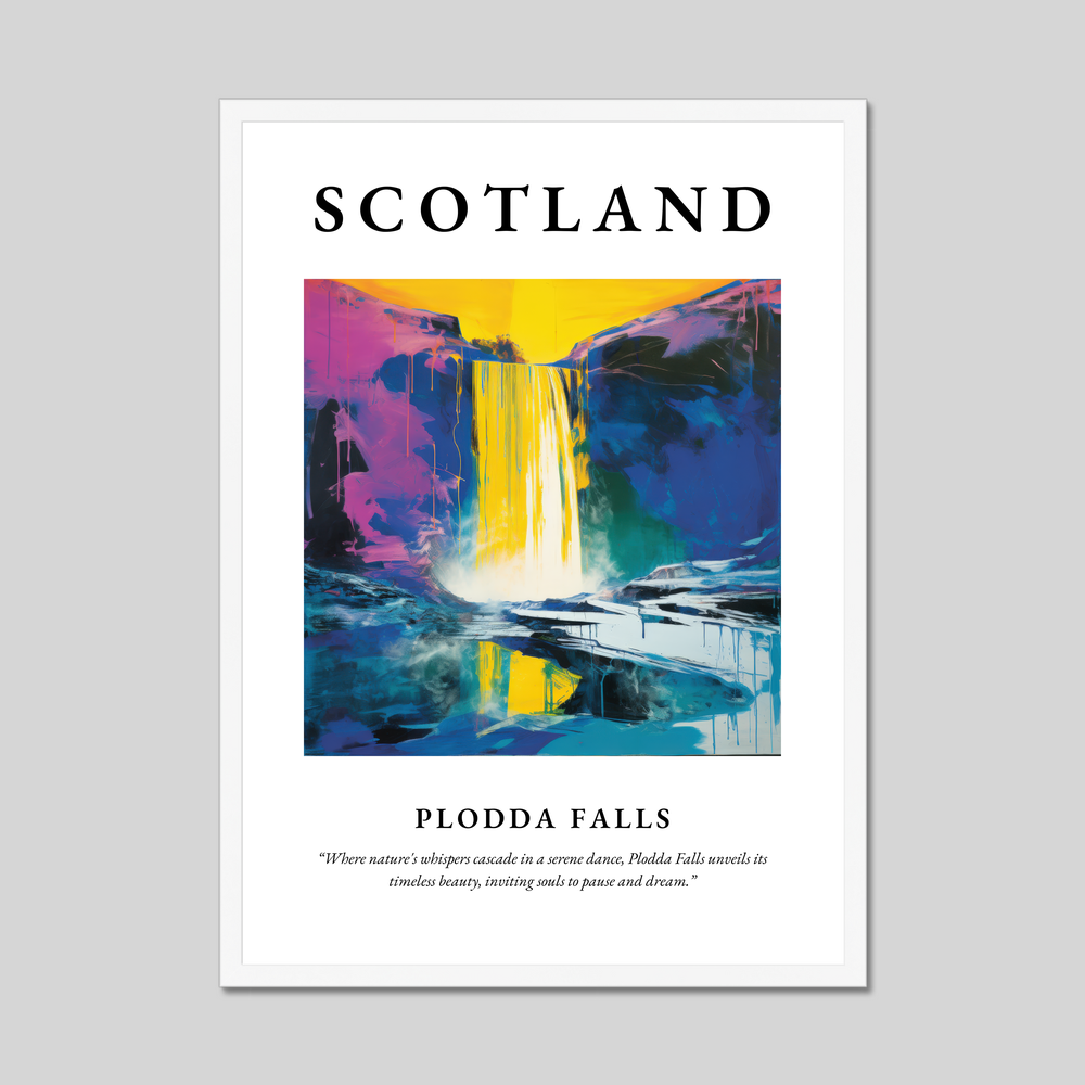 Poster in a white frame with the word Scotland