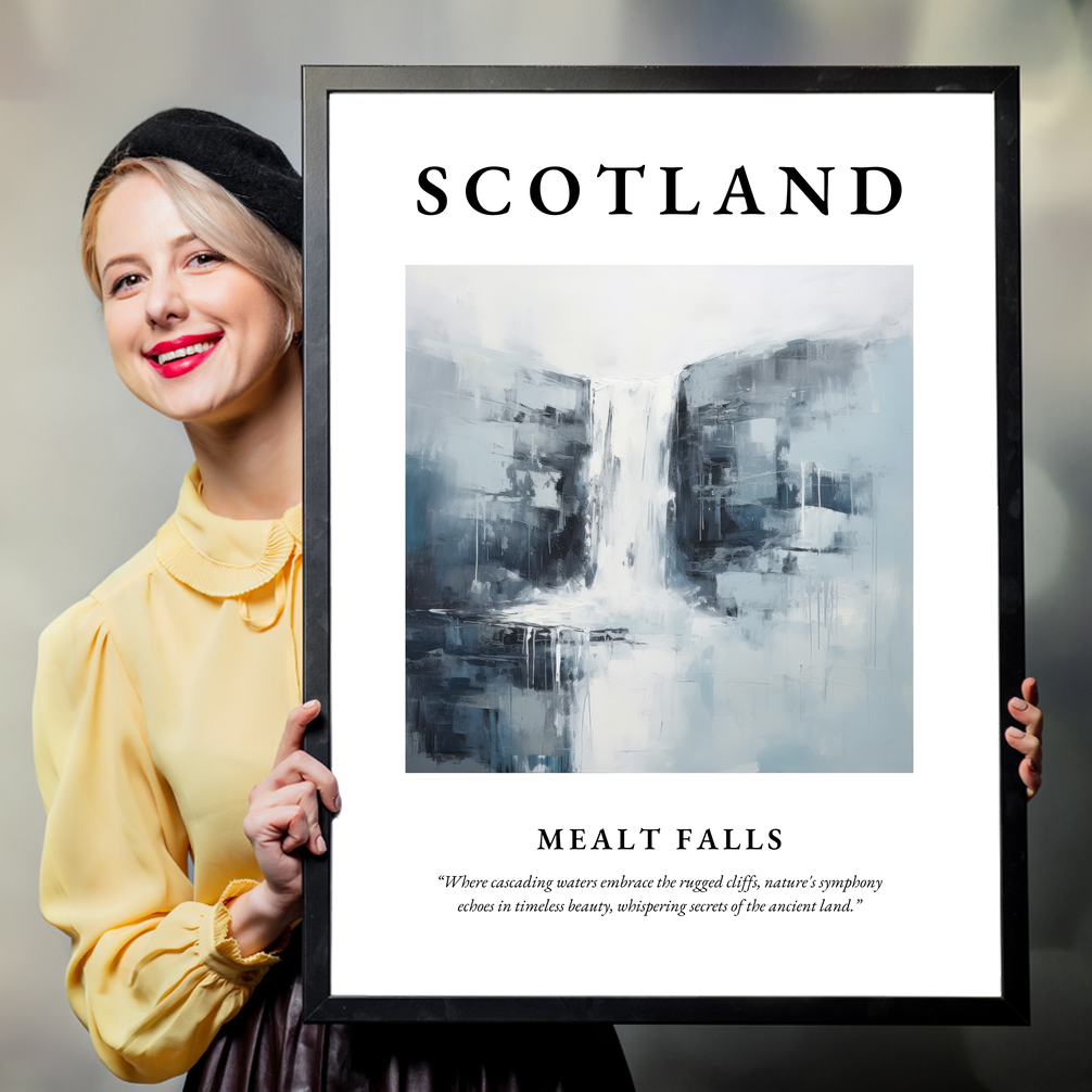 Person holding a poster of Mealt Falls