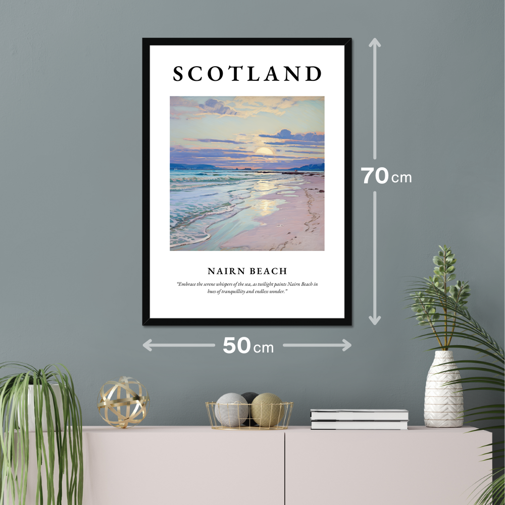 Poster of Nairn Beach hanging on a wall