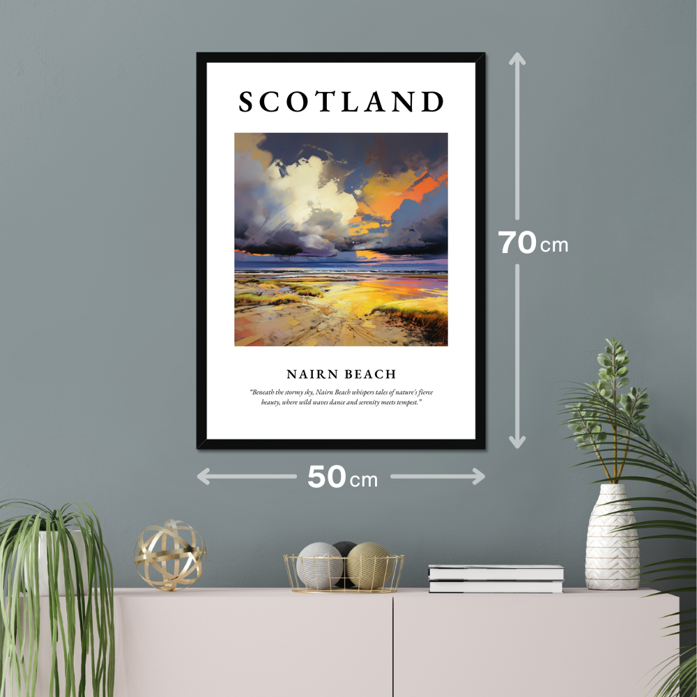 Poster of Nairn Beach hanging on a wall