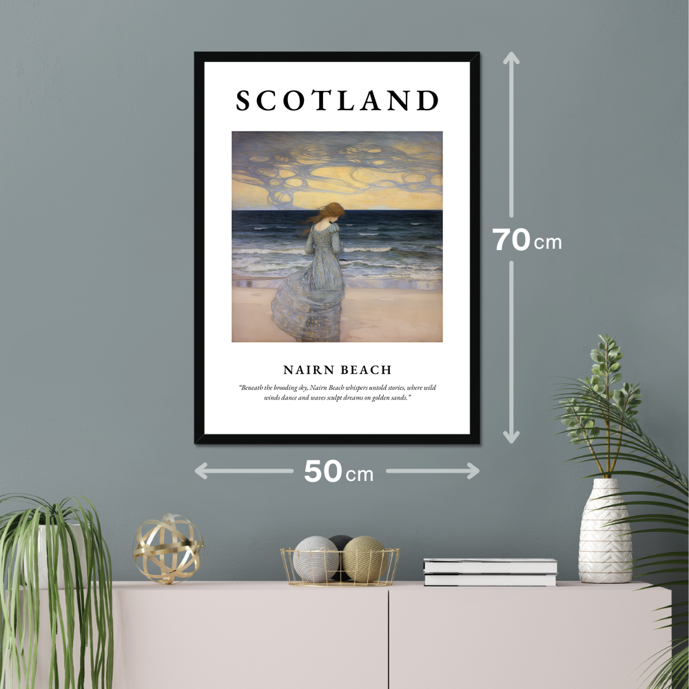 Poster of Nairn Beach hanging on a wall