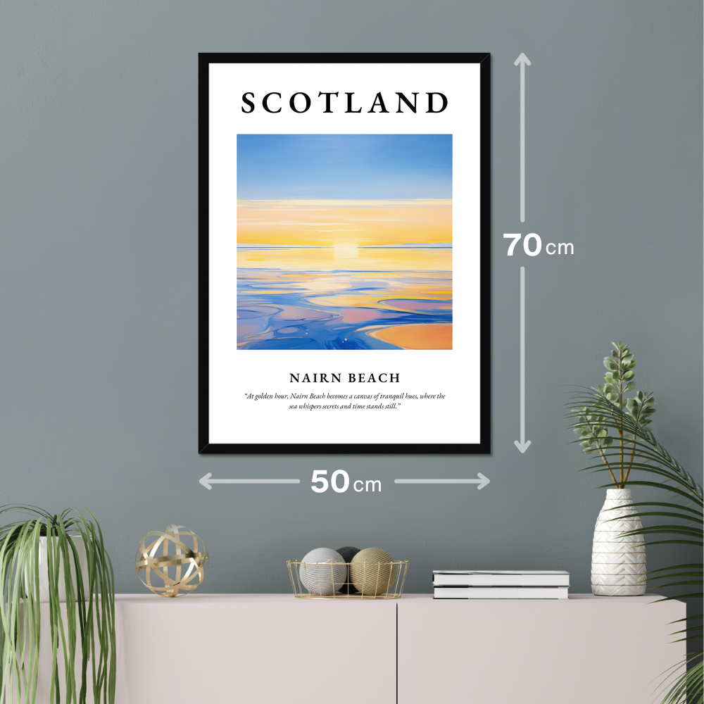 Poster of Nairn Beach hanging on a wall