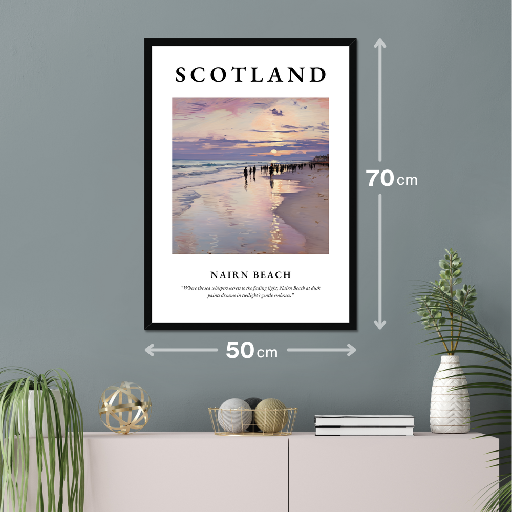 Poster of Nairn Beach hanging on a wall