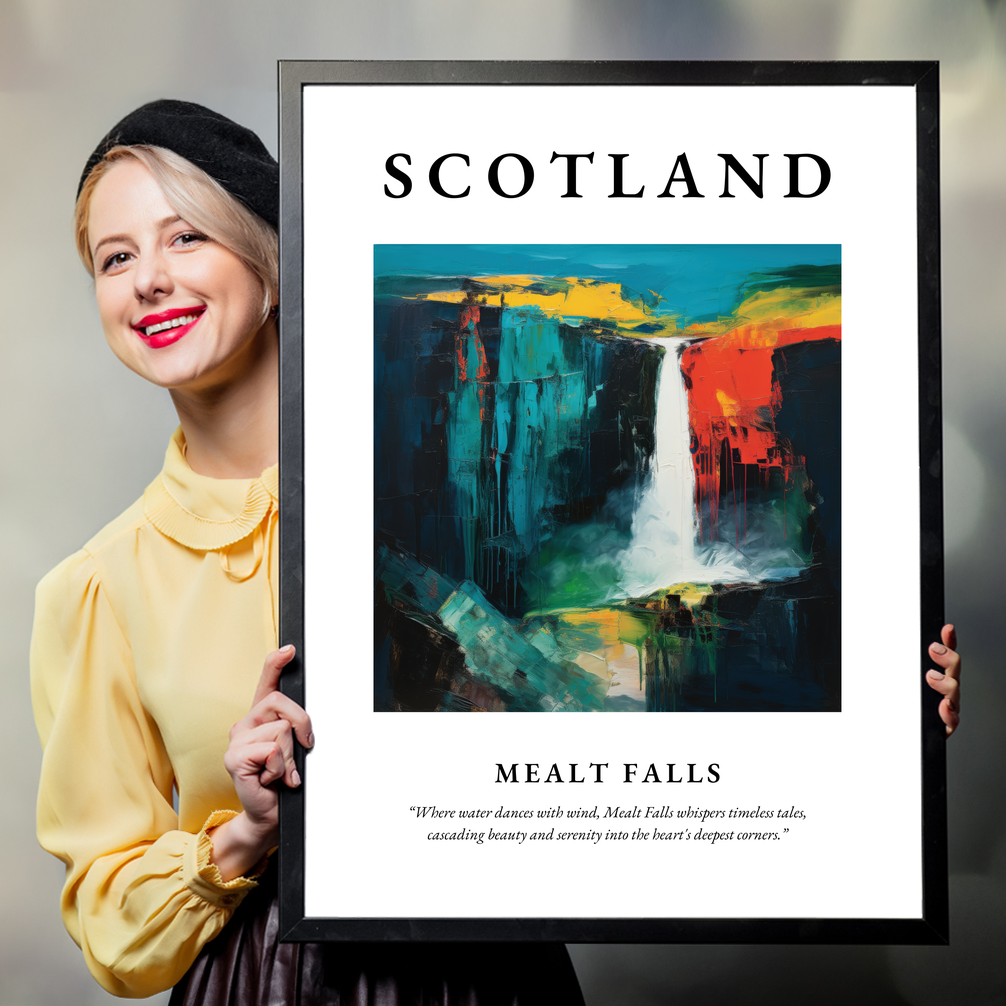 Person holding a poster of Mealt Falls