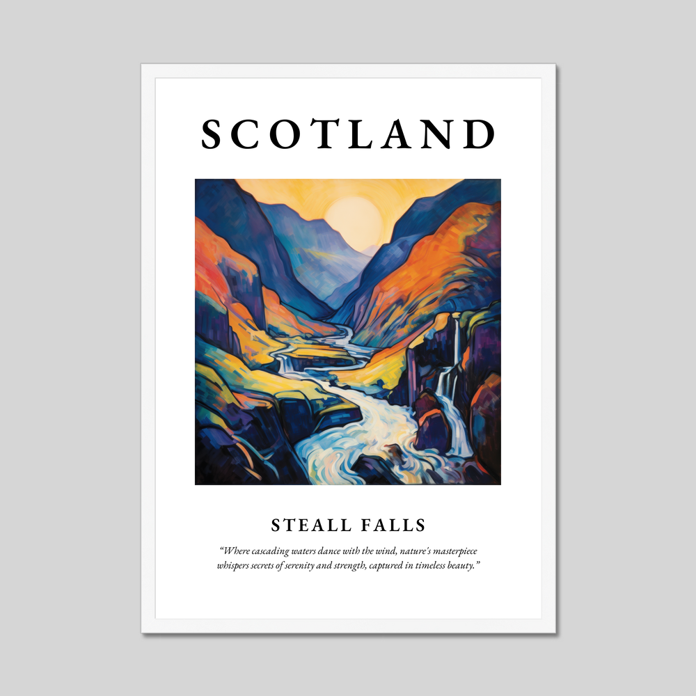 Poster in a white frame with the word Scotland