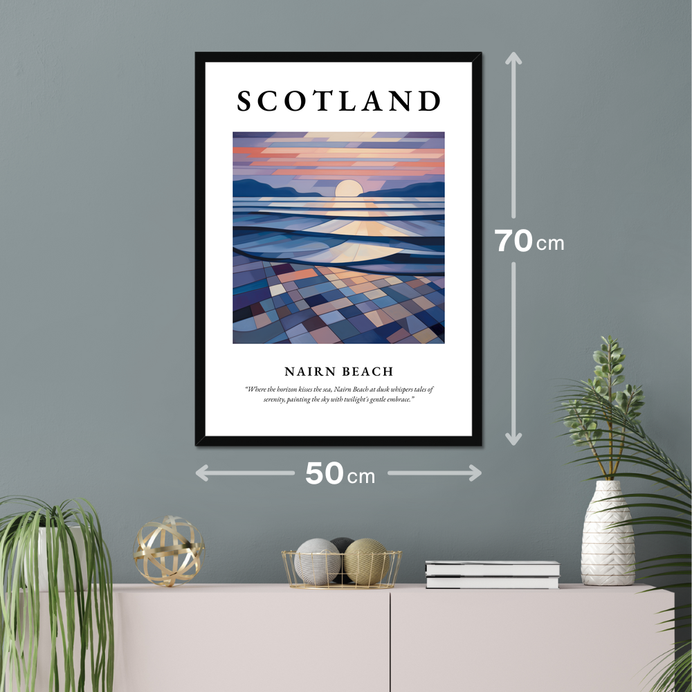 Poster of Nairn Beach hanging on a wall