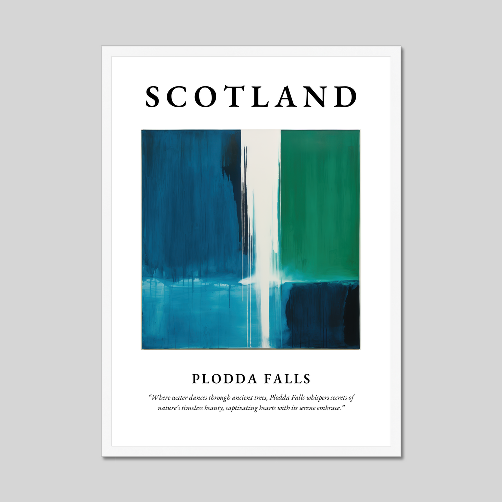 Poster in a white frame with the word Scotland