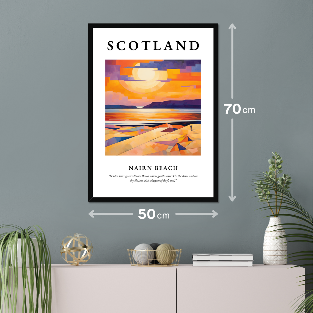 Poster of Nairn Beach hanging on a wall