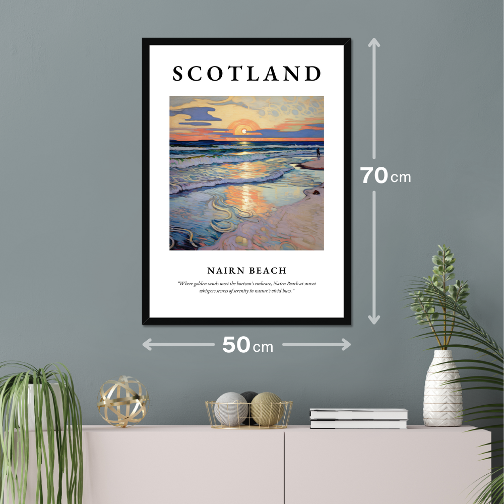 Poster of Nairn Beach hanging on a wall