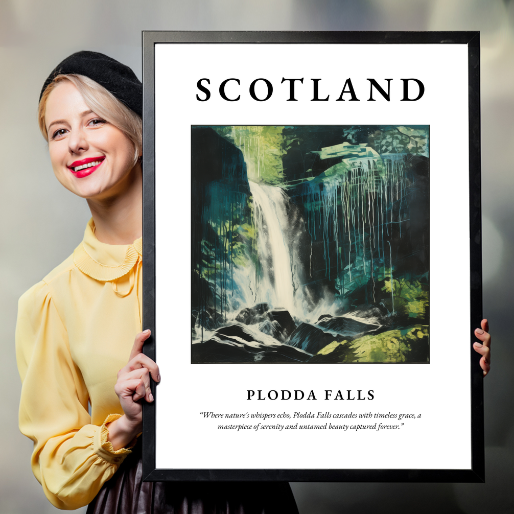 Person holding a poster of Plodda Falls