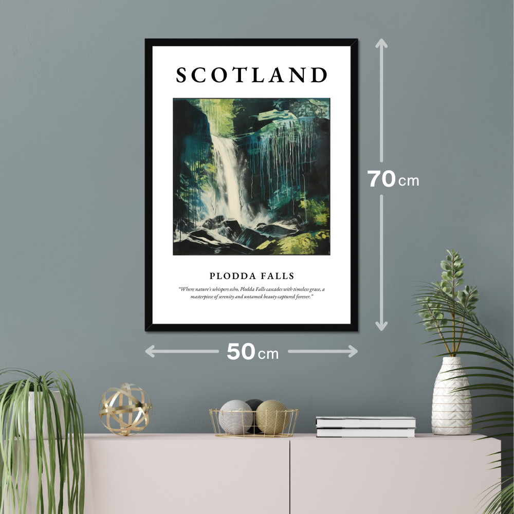 Poster of Plodda Falls hanging on a wall