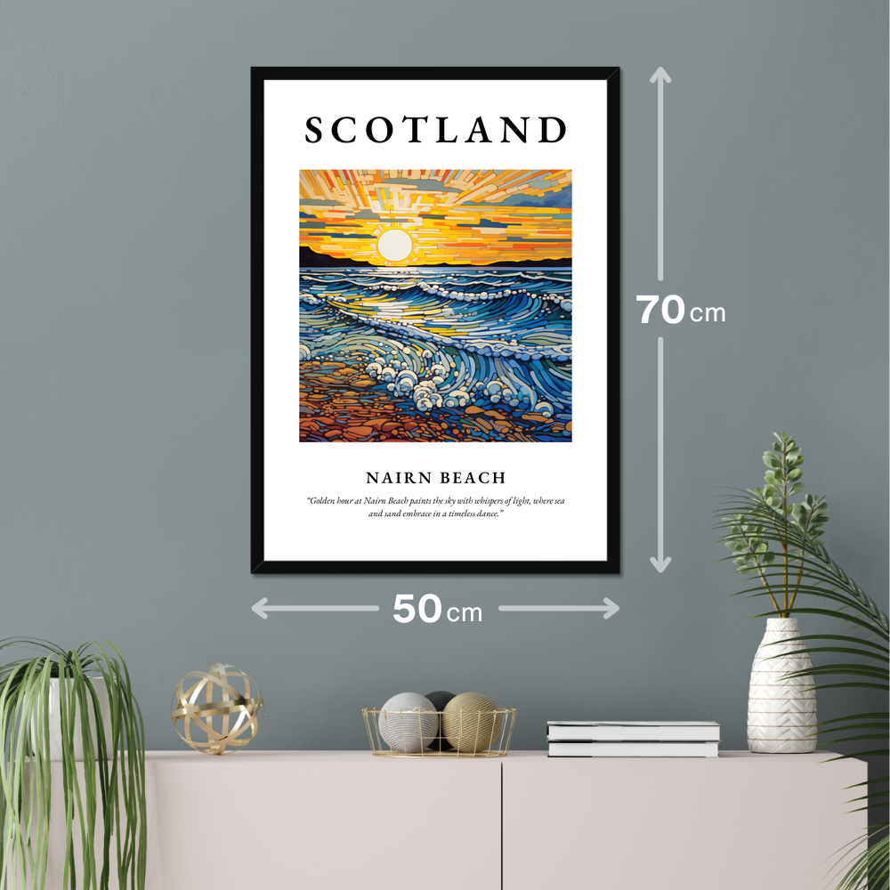 Poster of Nairn Beach hanging on a wall