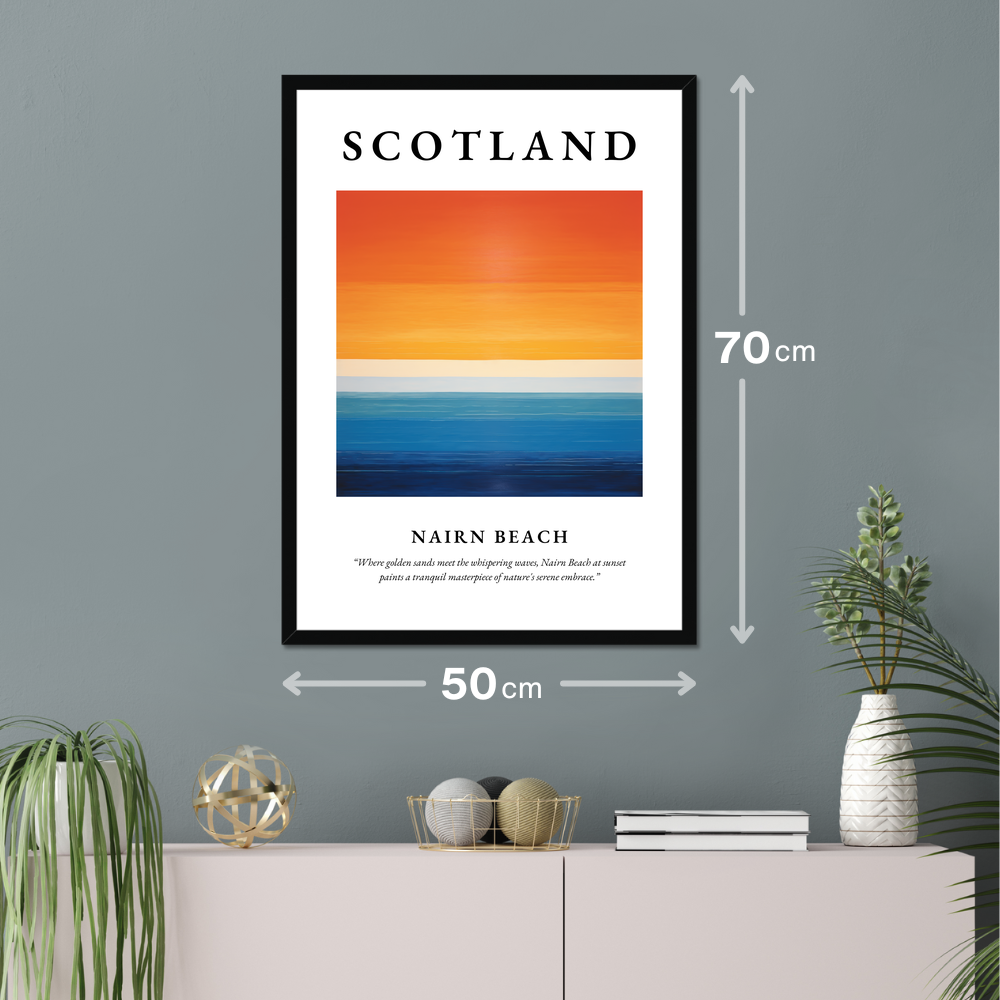 Poster of Nairn Beach hanging on a wall