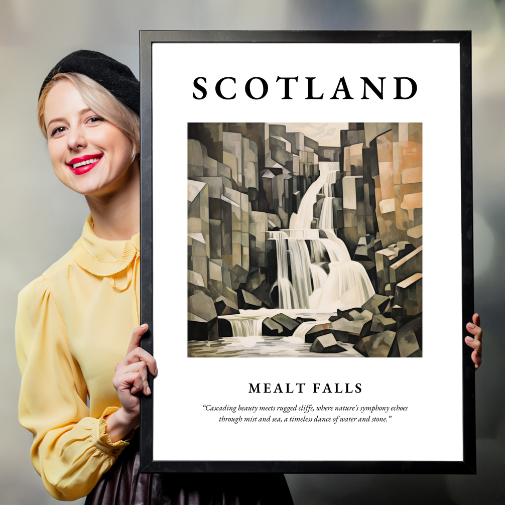 Person holding a poster of Mealt Falls