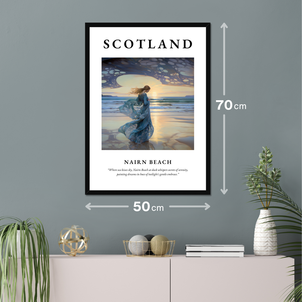 Poster of Nairn Beach hanging on a wall