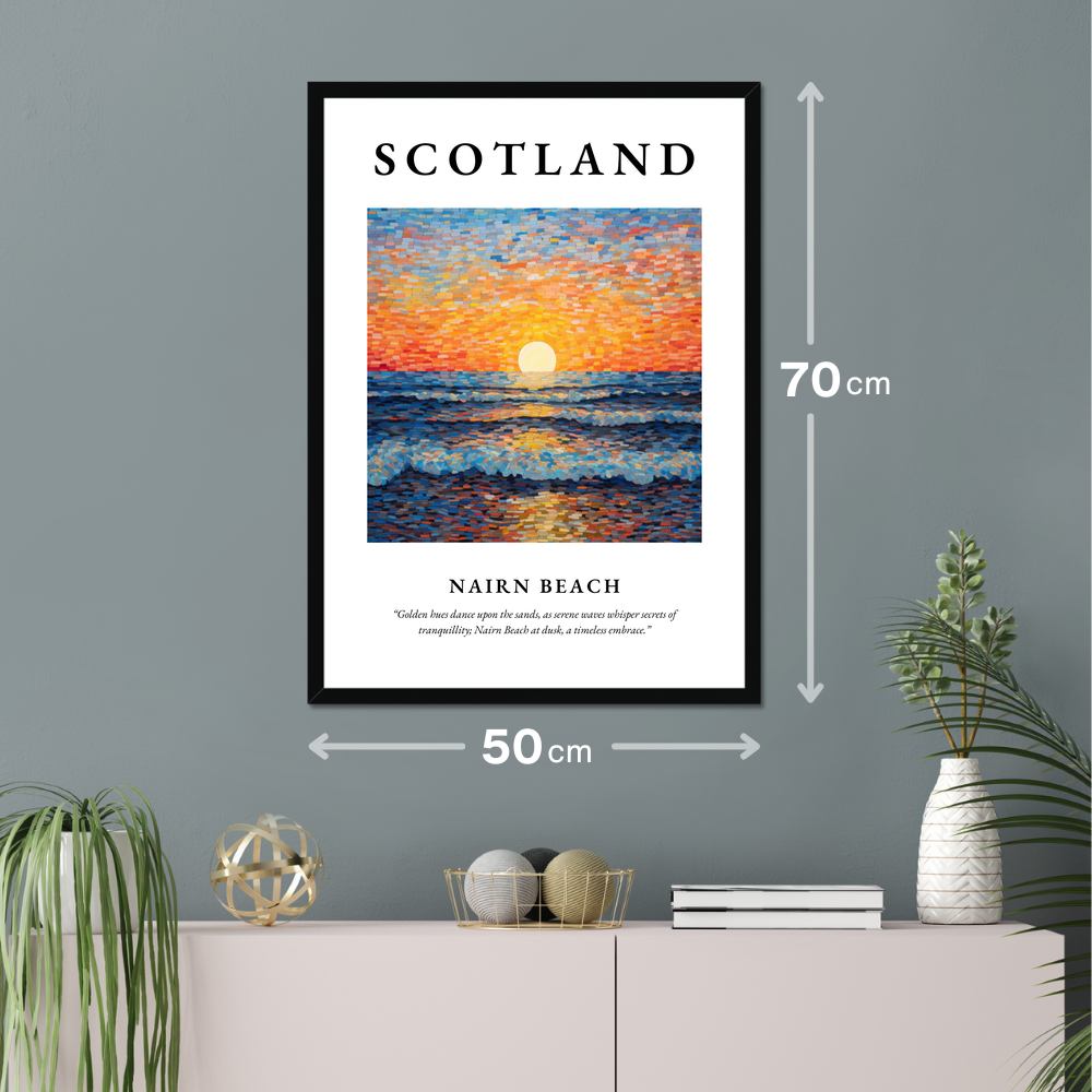 Poster of Nairn Beach hanging on a wall