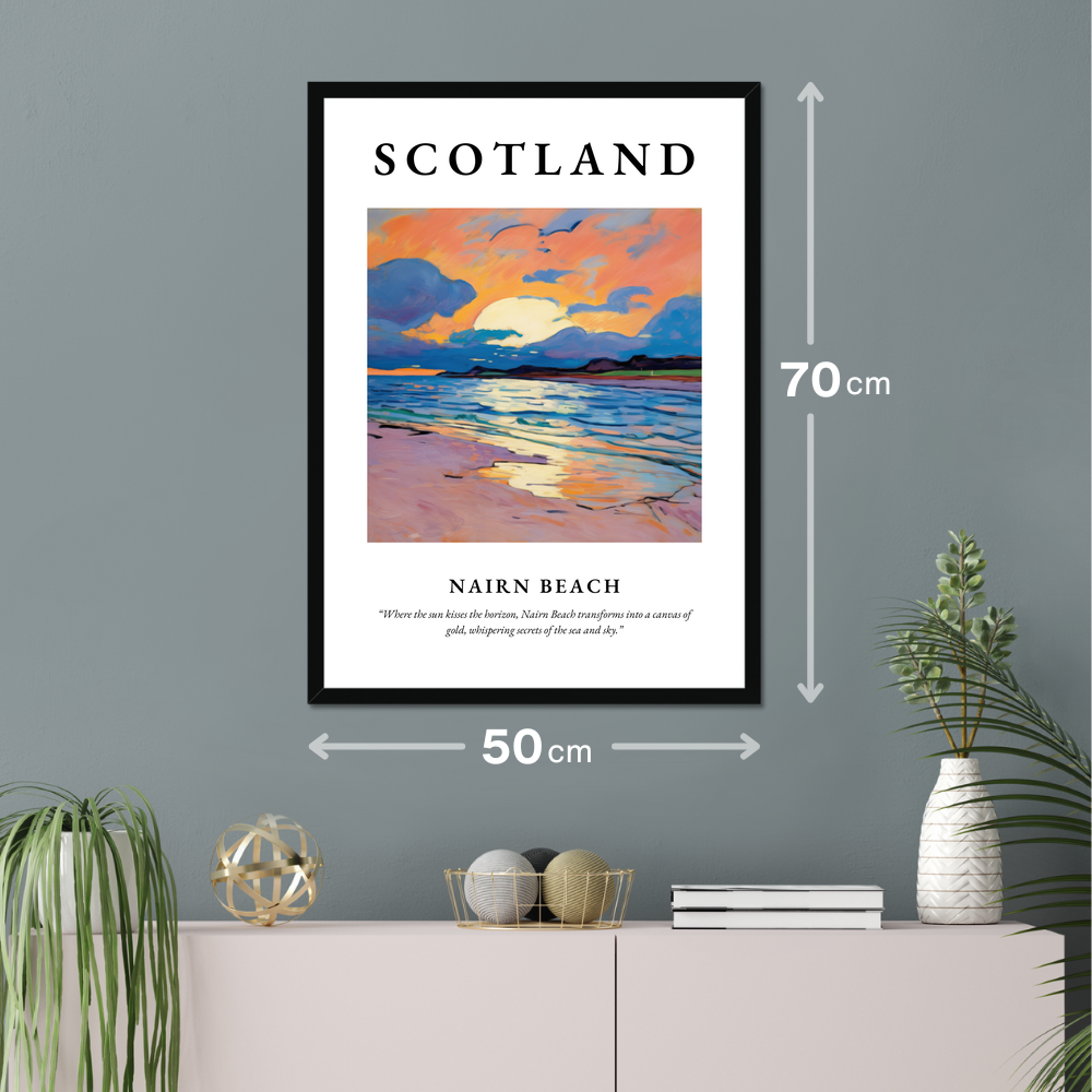 Poster of Nairn Beach hanging on a wall