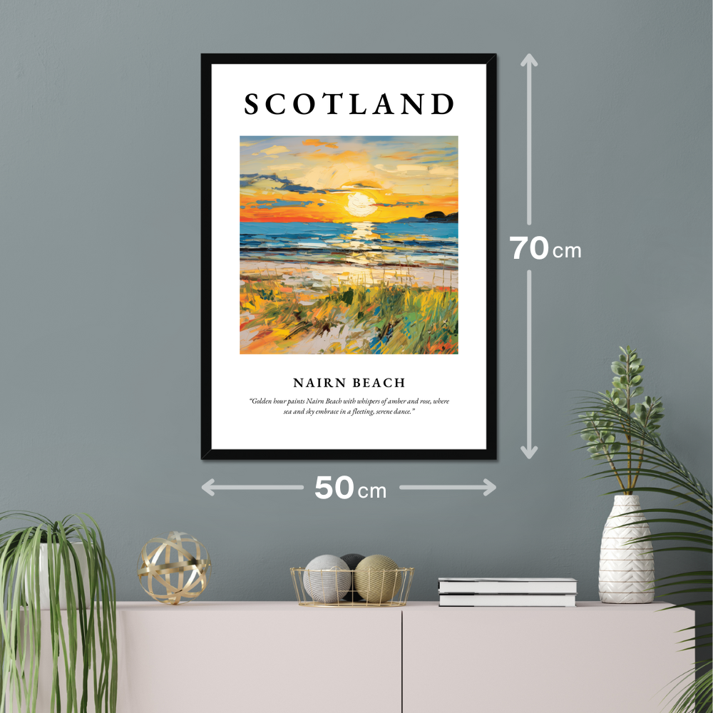 Poster of Nairn Beach hanging on a wall