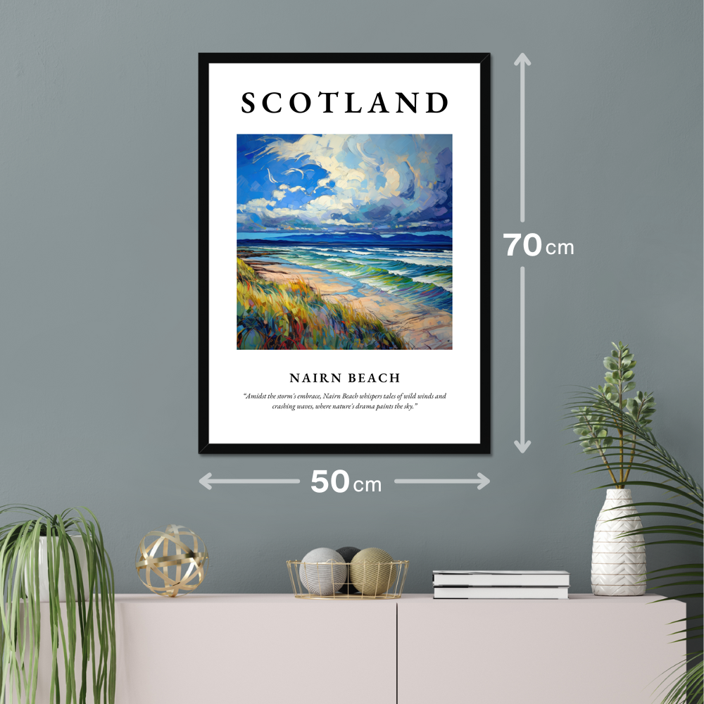 Poster of Nairn Beach hanging on a wall