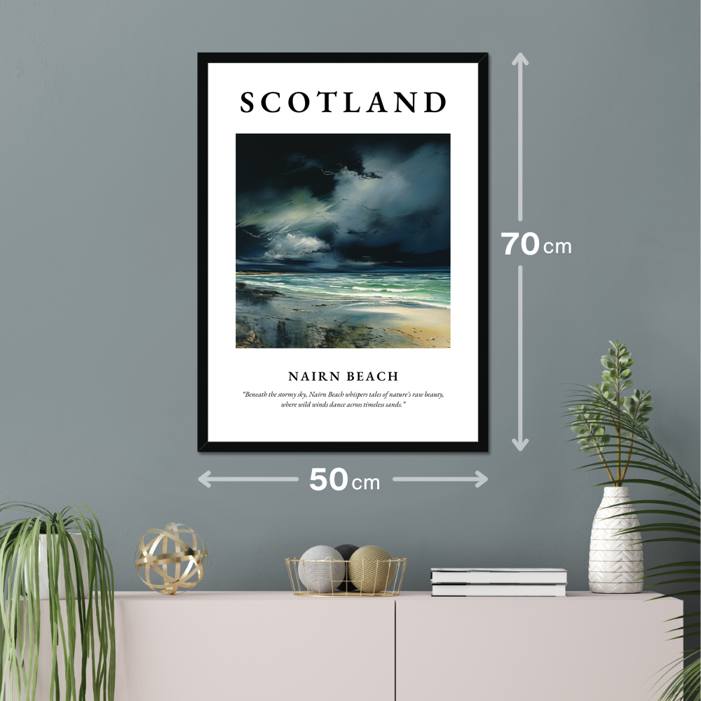 Poster of Nairn Beach hanging on a wall