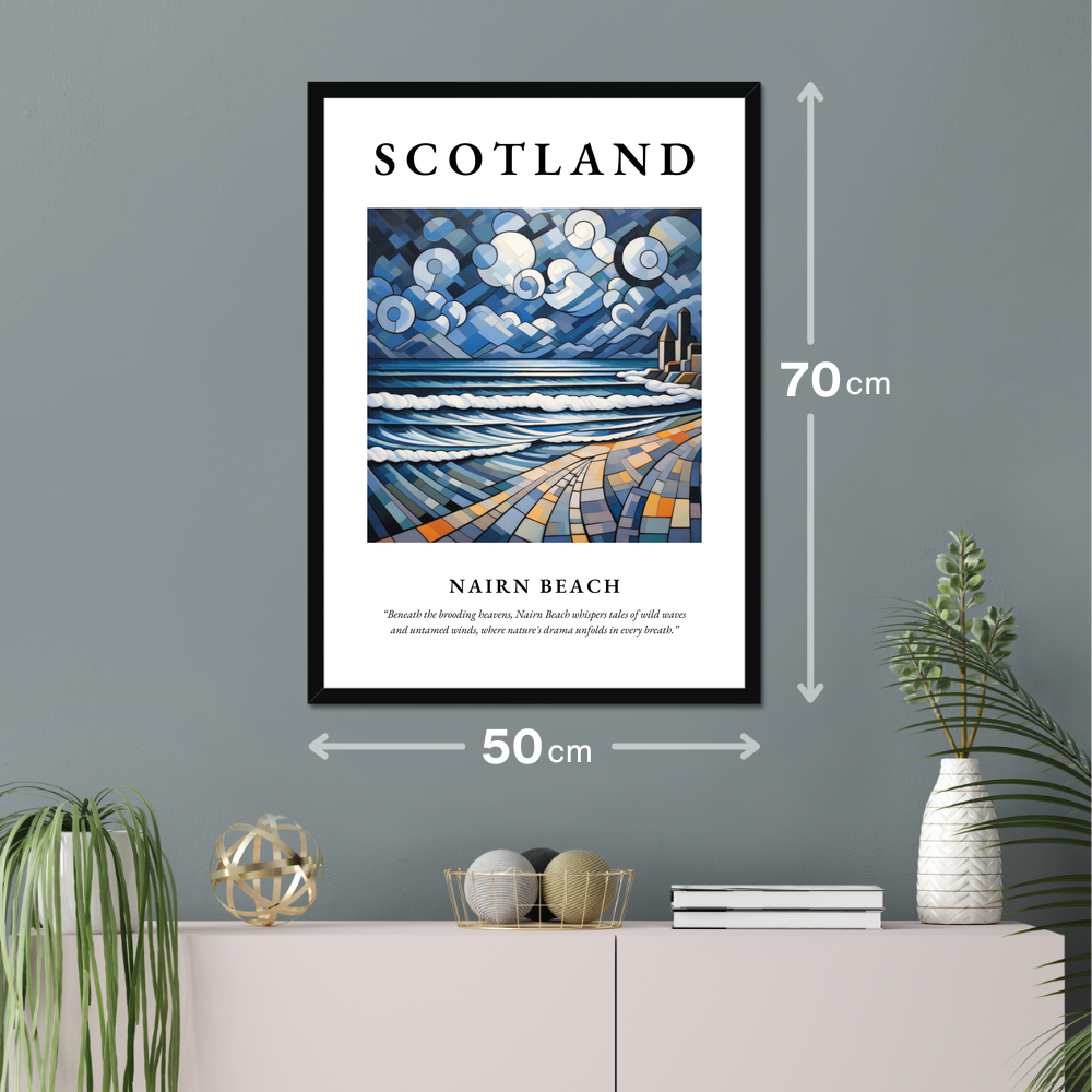 Poster of Nairn Beach hanging on a wall