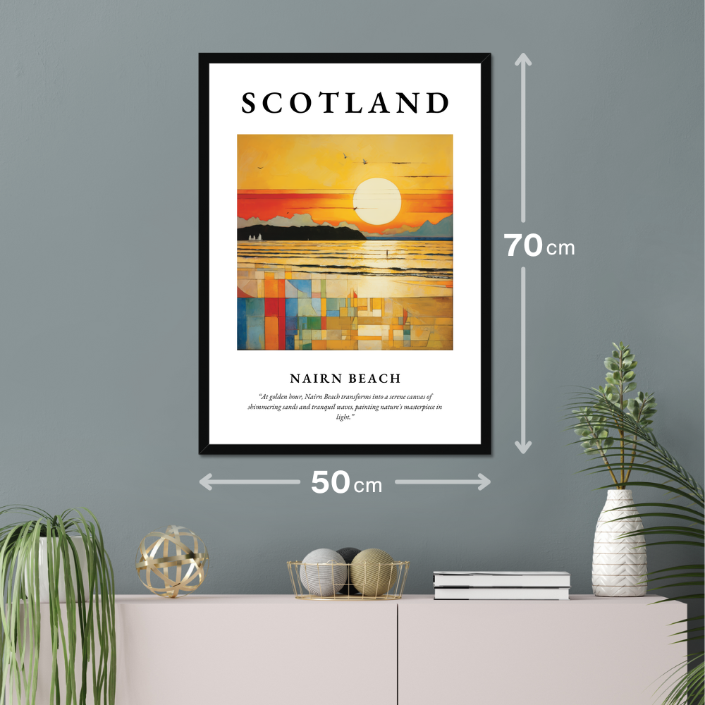 Poster of Nairn Beach hanging on a wall