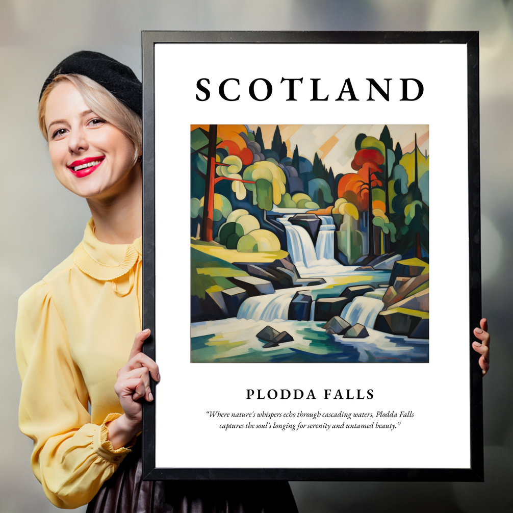 Person holding a poster of Plodda Falls