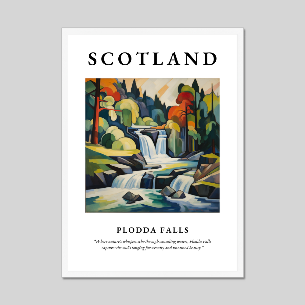 Poster in a white frame with the word Scotland