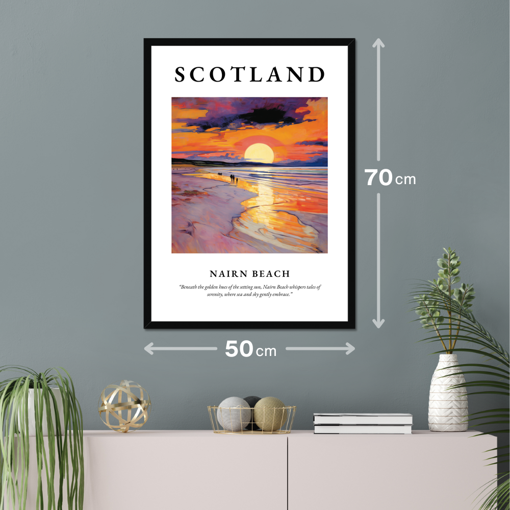 Poster of Nairn Beach hanging on a wall