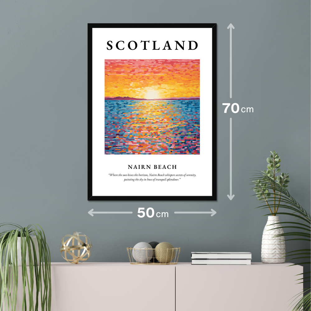 Poster of Nairn Beach hanging on a wall