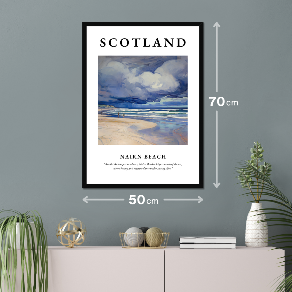 Poster of Nairn Beach hanging on a wall