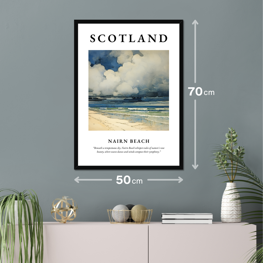 Poster of Nairn Beach hanging on a wall