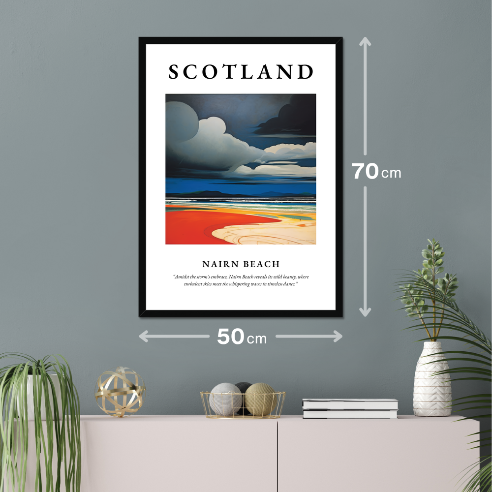 Poster of Nairn Beach hanging on a wall