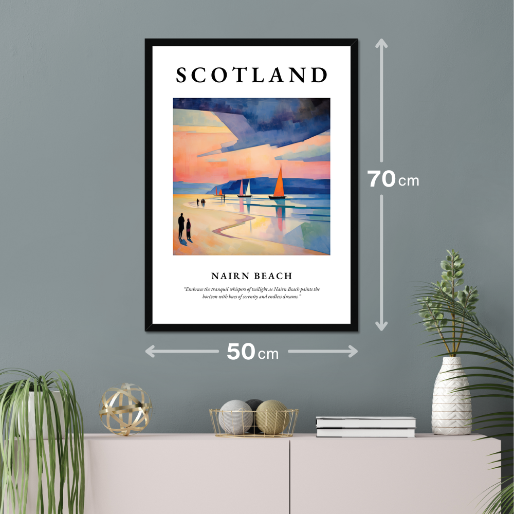 Poster of Nairn Beach hanging on a wall