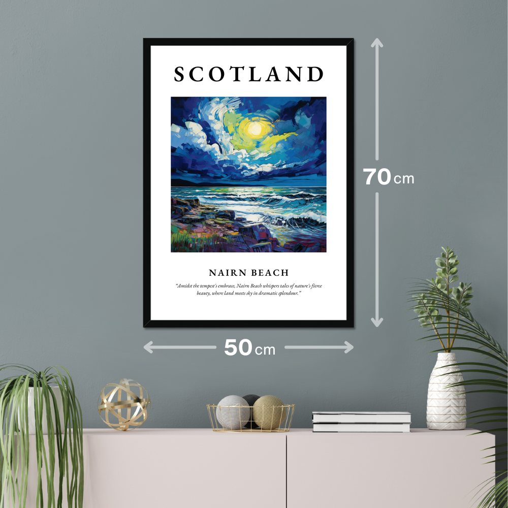 Poster of Nairn Beach hanging on a wall