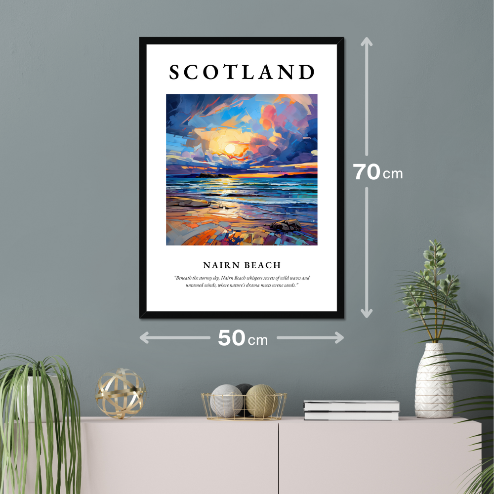 Poster of Nairn Beach hanging on a wall