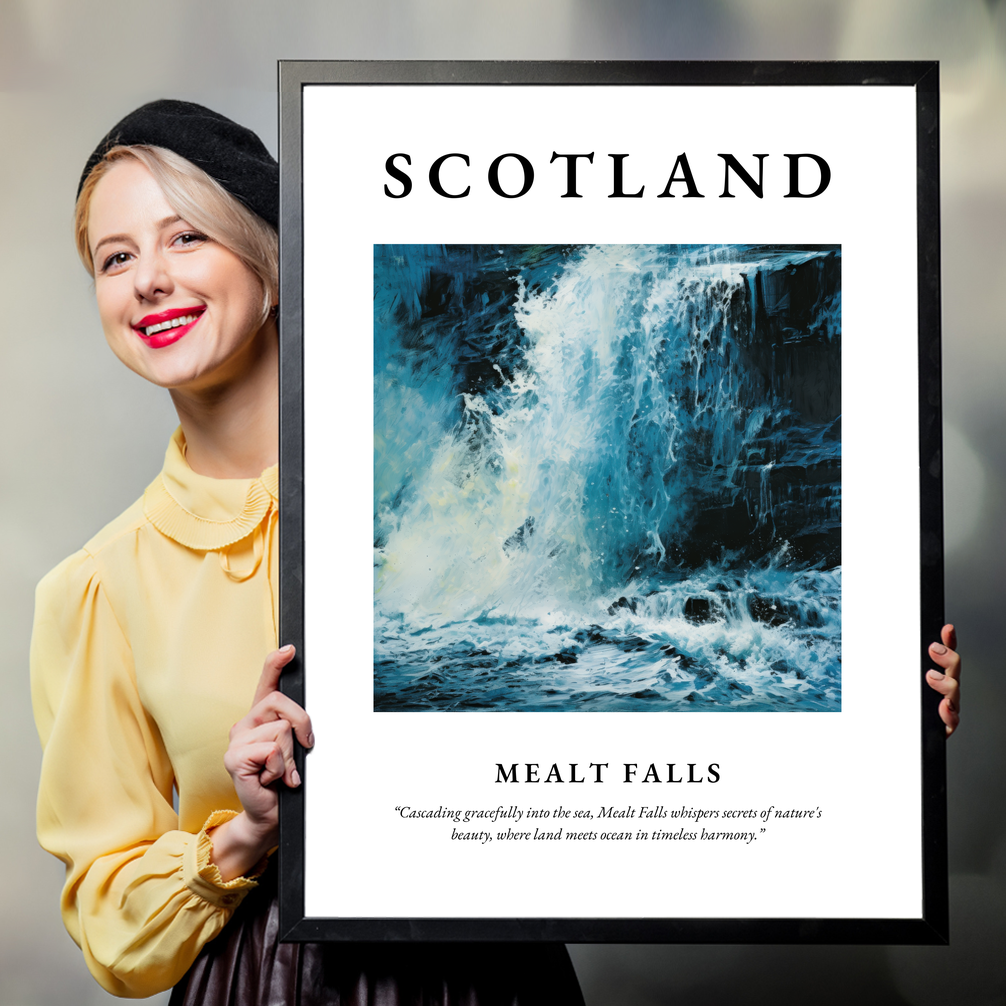 Person holding a poster of Mealt Falls