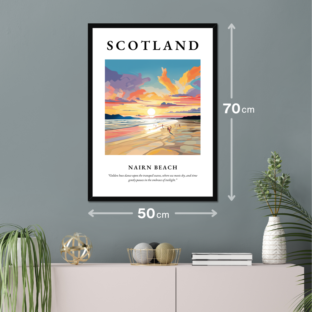 Poster of Nairn Beach hanging on a wall