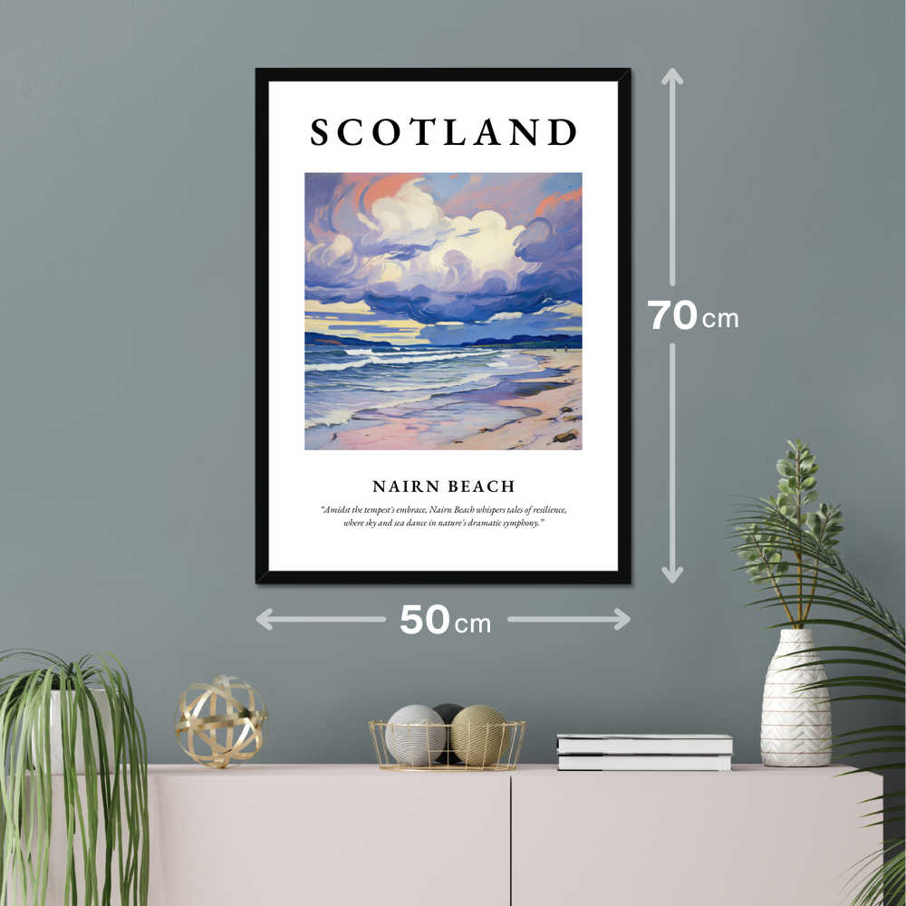 Poster of Nairn Beach hanging on a wall