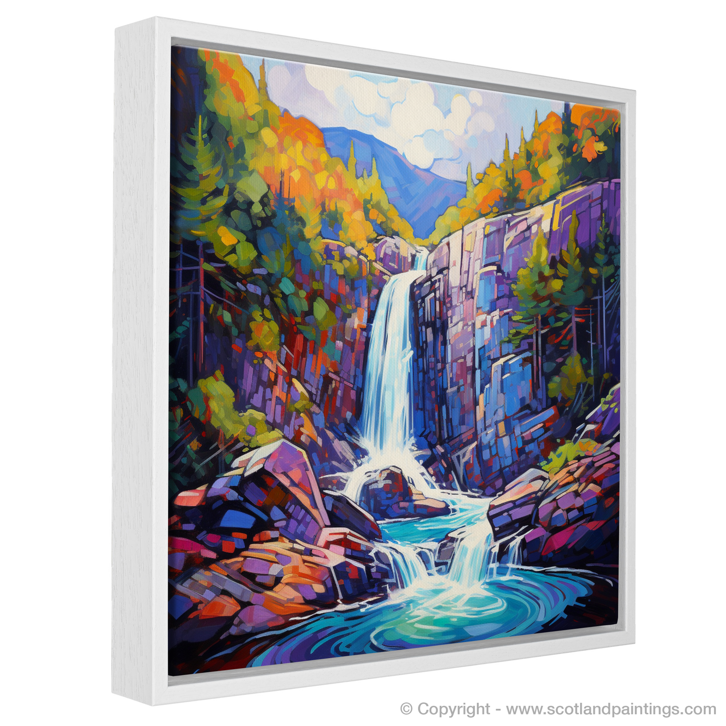 Plodda Falls in Autumnal Symphony: A Modern Impressionist's Homage