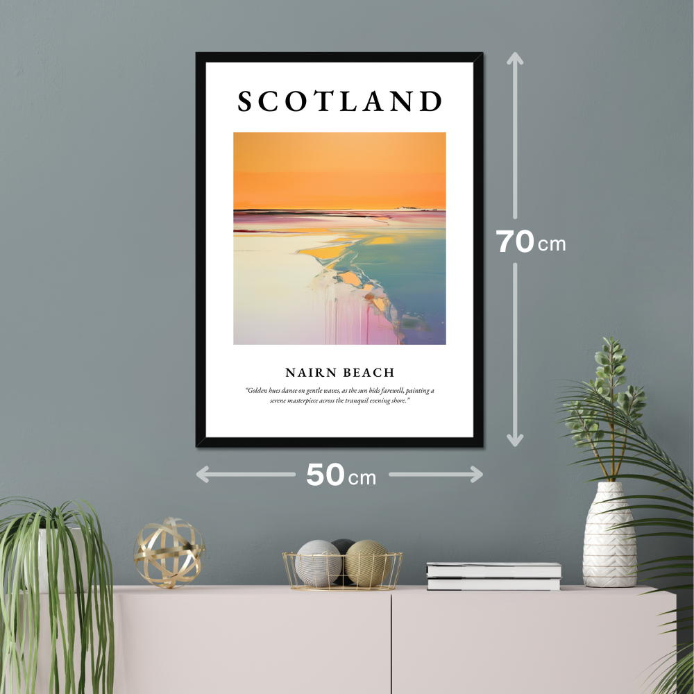 Poster of Nairn Beach hanging on a wall