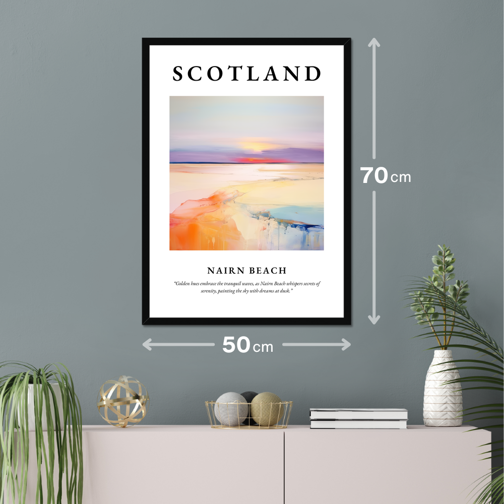 Poster of Nairn Beach hanging on a wall