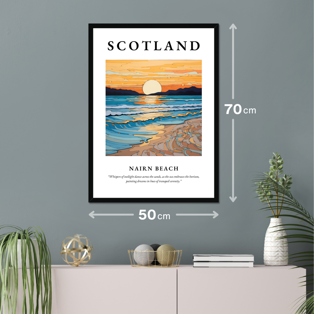 Poster of Nairn Beach hanging on a wall