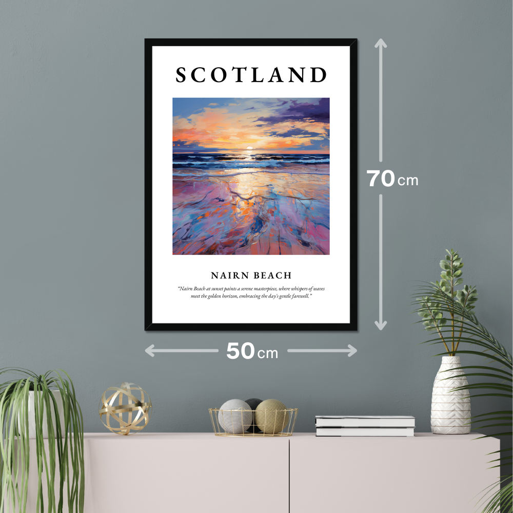 Poster of Nairn Beach hanging on a wall