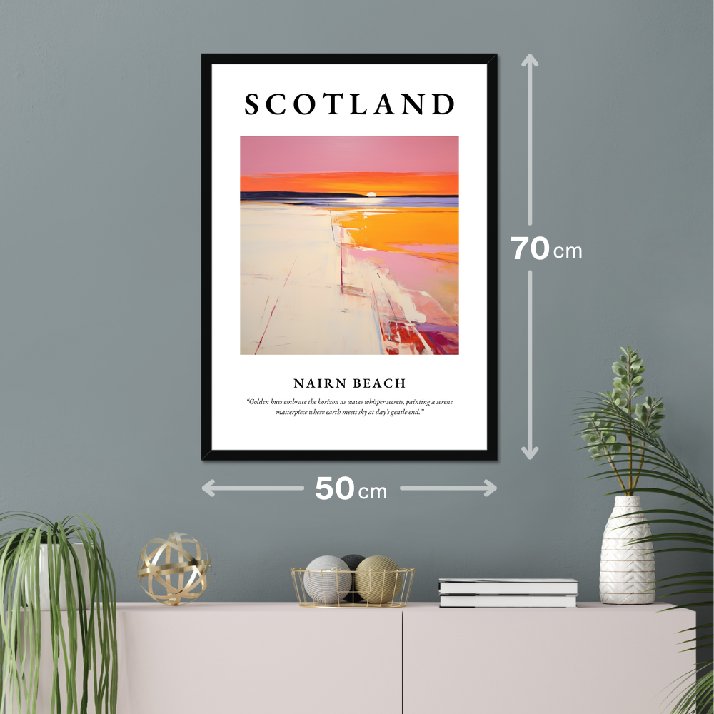 Poster of Nairn Beach hanging on a wall