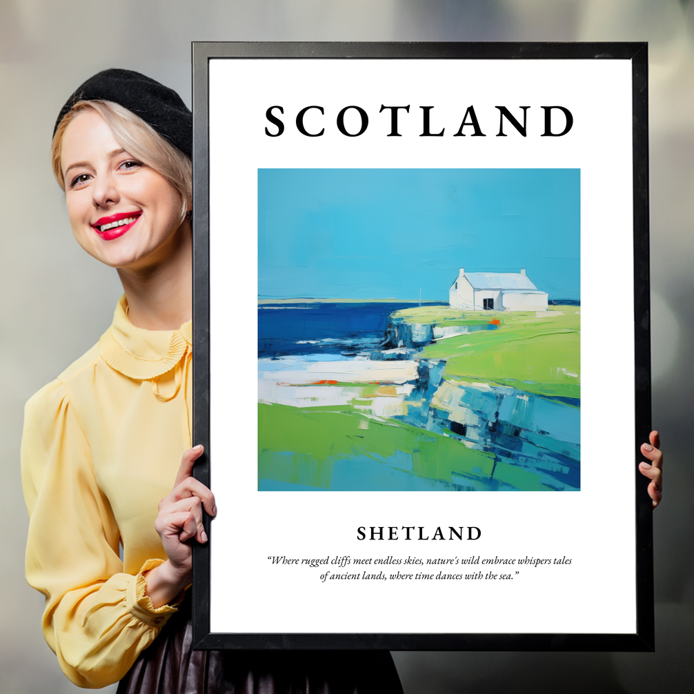 Person holding a poster of Shetland