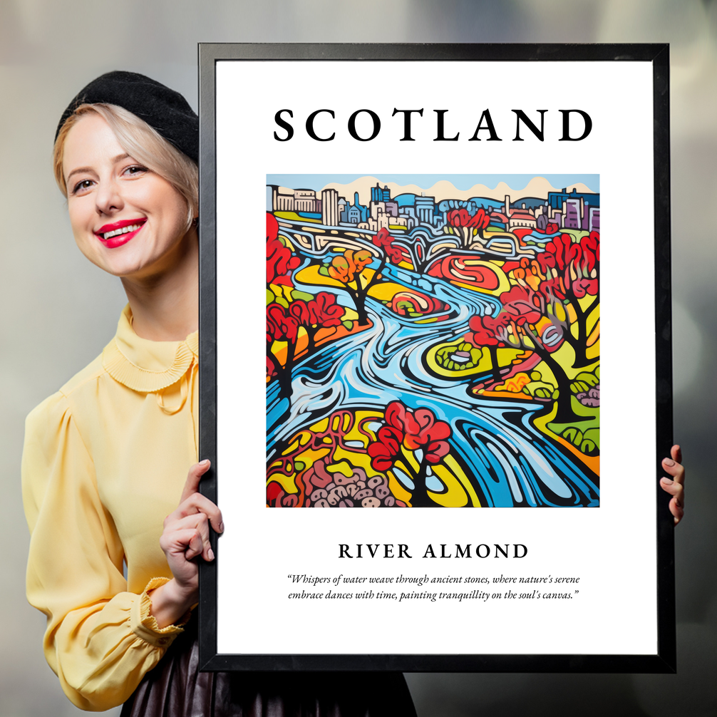 Person holding a poster of River Almond