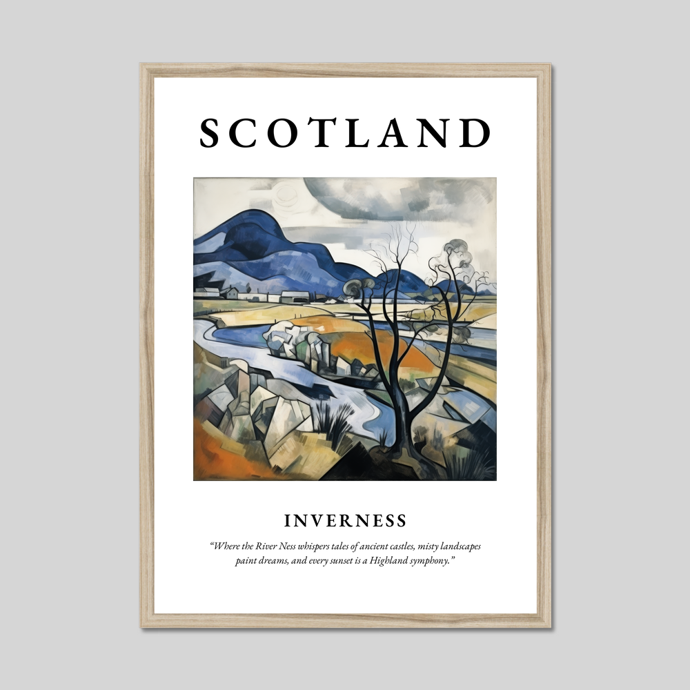 Poster in a natural frame with the word Scotland