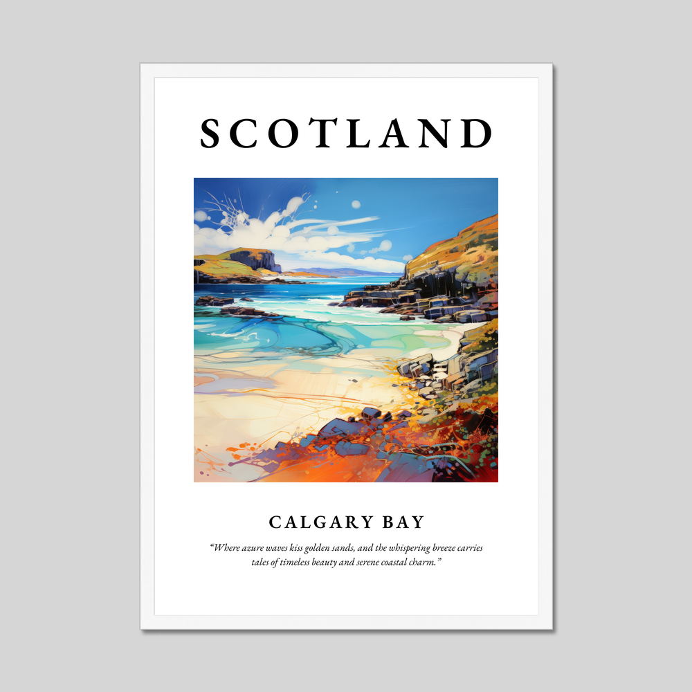 Poster in a white frame with the word Scotland