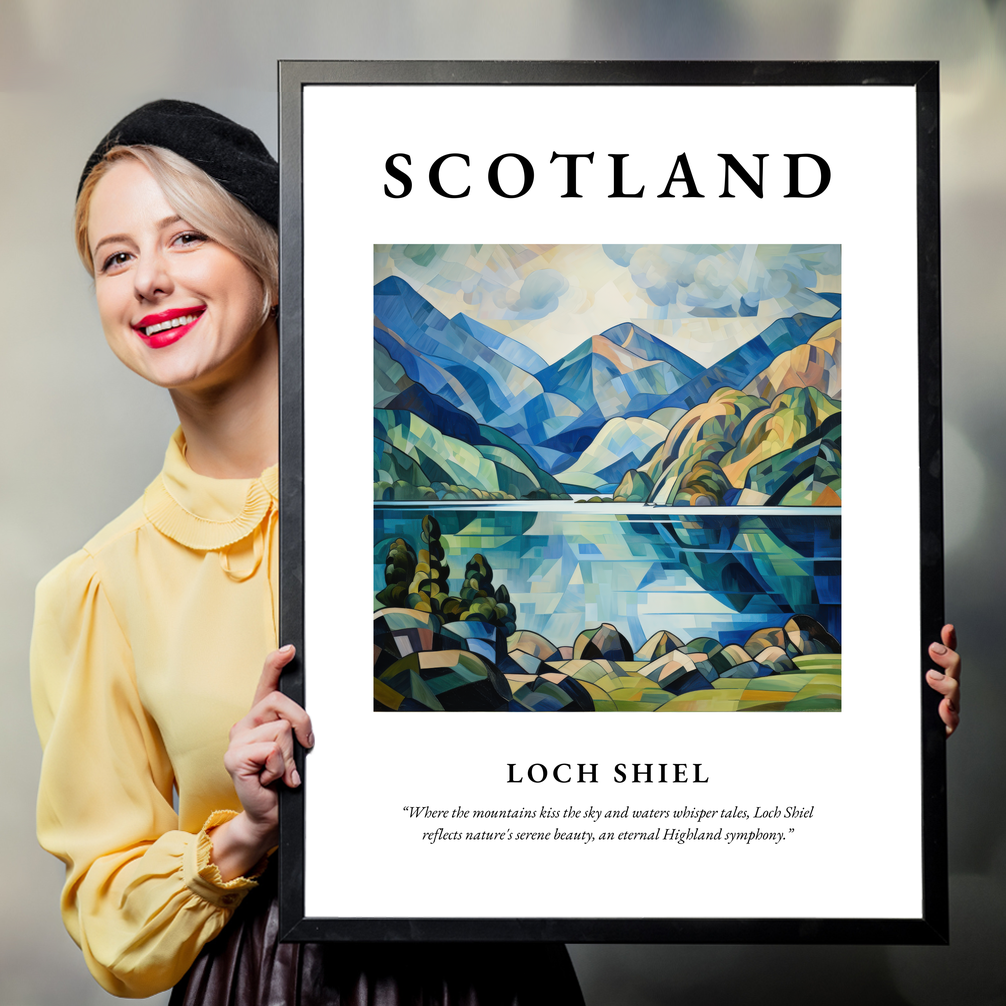 Person holding a poster of Loch Shiel